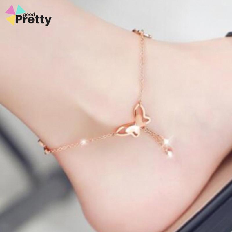 Fashion Gelang Kaki Dan Tangan Rantai Alloy Ala Korea Dengan Liontin Butterfly Kupu-kupu - PD