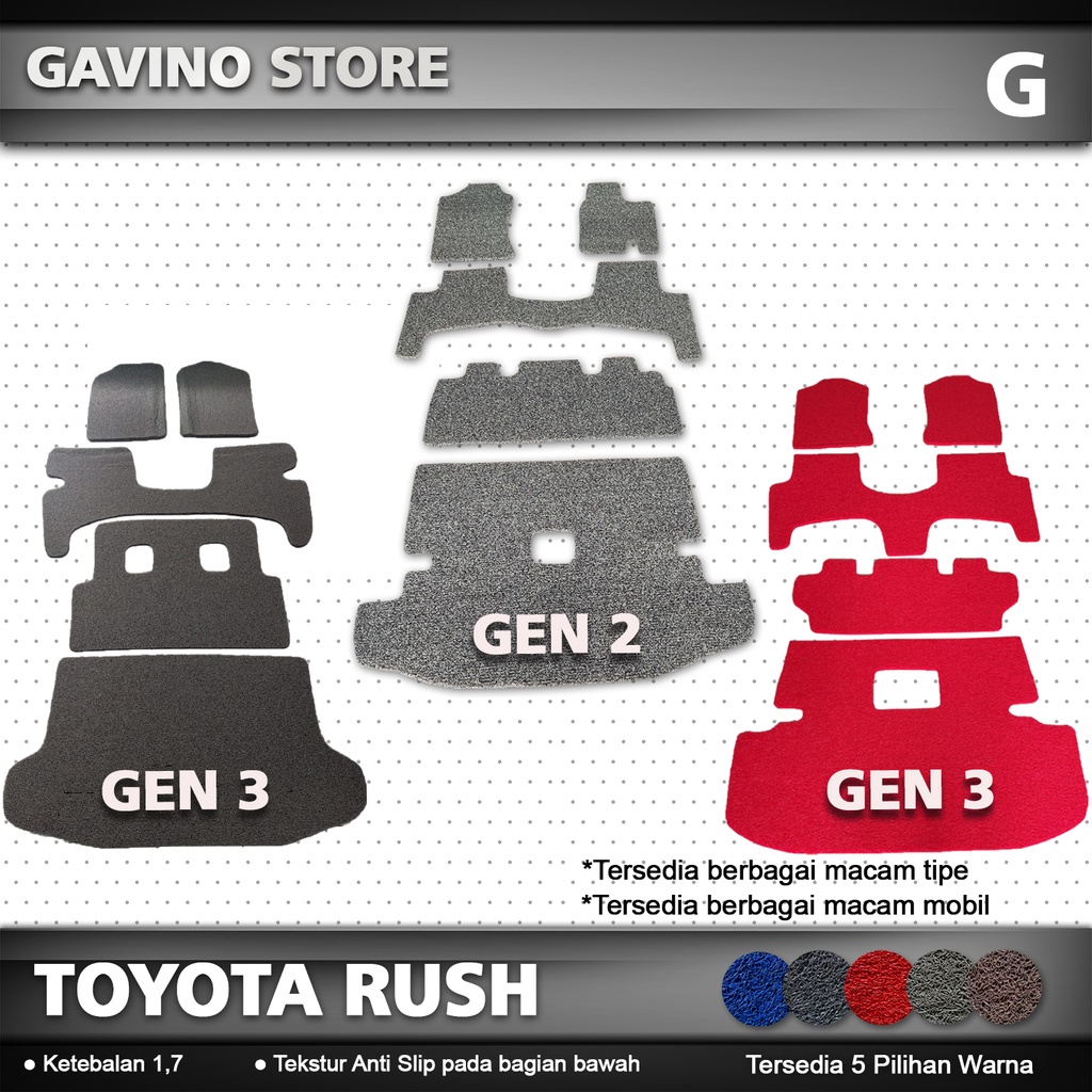 karpet mobil mie bihun toyota all new rush full bagasi / karpet mobil toyota rush full set / karpet 