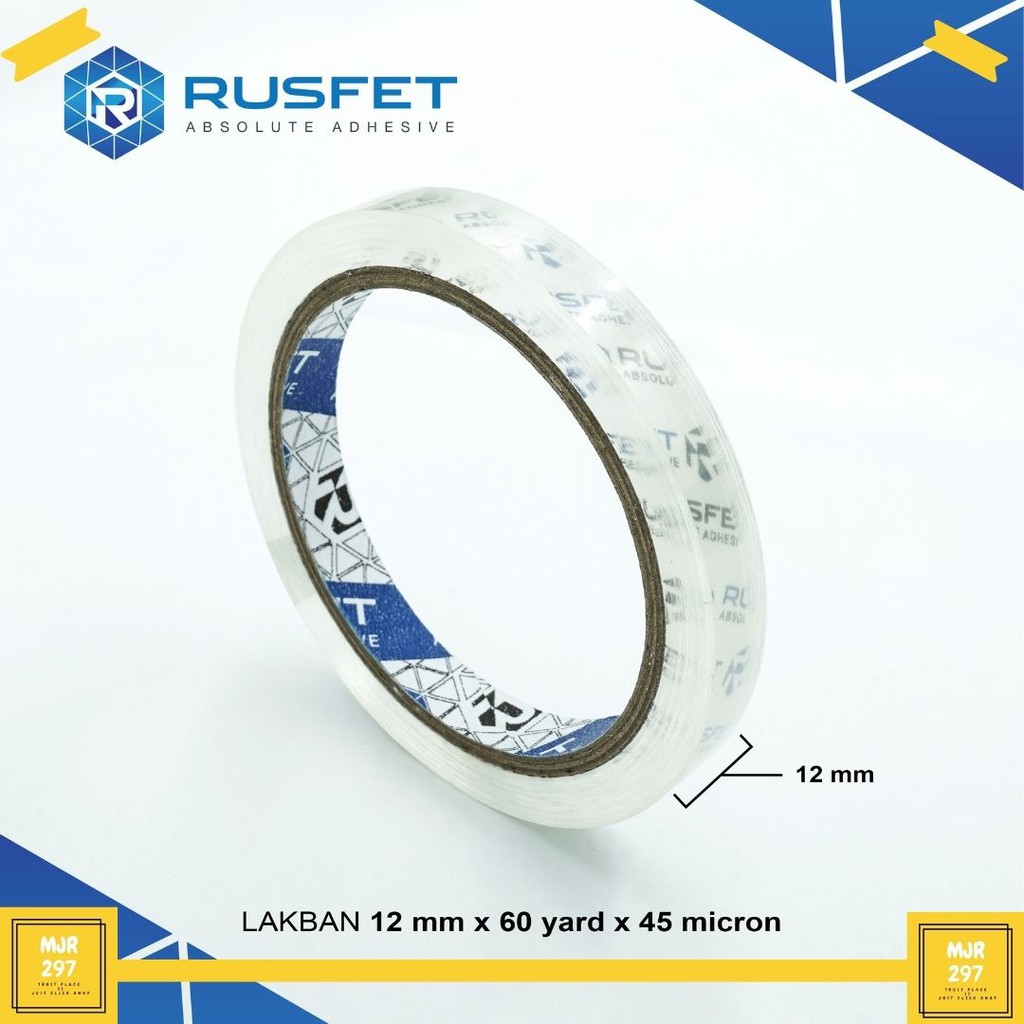 

LAKBAN ISOLASI SOLATIP BENING RUSFET 12MM ( 0.5 INCH ) SUPER CLEAR "KUALITAS PREMIUM