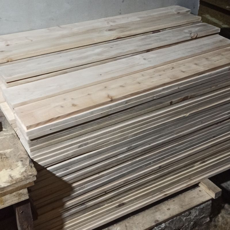 papan kayu jati belanda 100x20x2 / papan sambung / papan ambalan kayu / trap tangga kayu