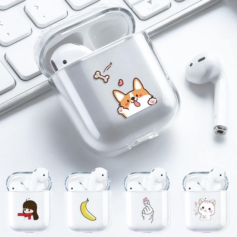 Case TPU Transparan Motif Kartun Hewan Cover AirPods 1 2 Headphone