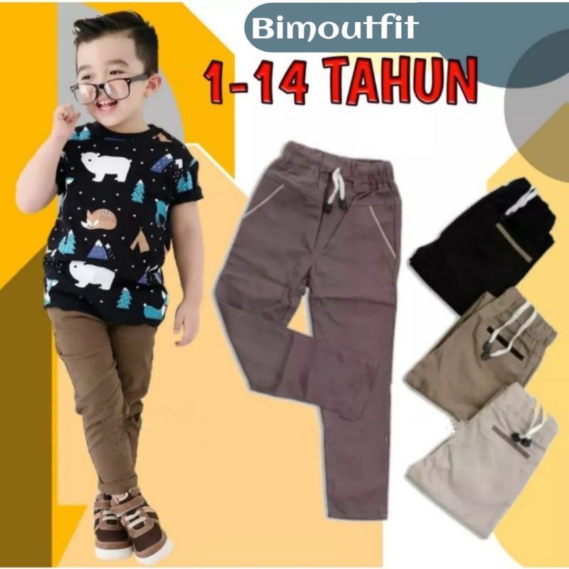 Ecer pilih warna 1-13th celana chino anak panjang laki-laki terlaris chinos slim fit