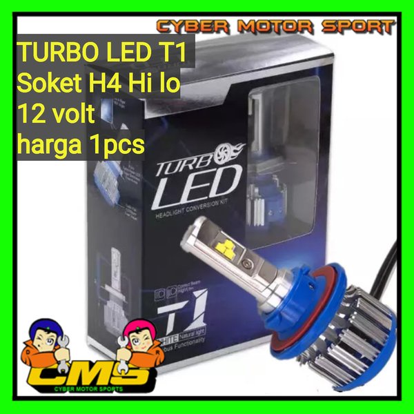 Turbo Led T1 Type H4 Hi lo. Lampu Utama mobil H4 turbo led. Lampu