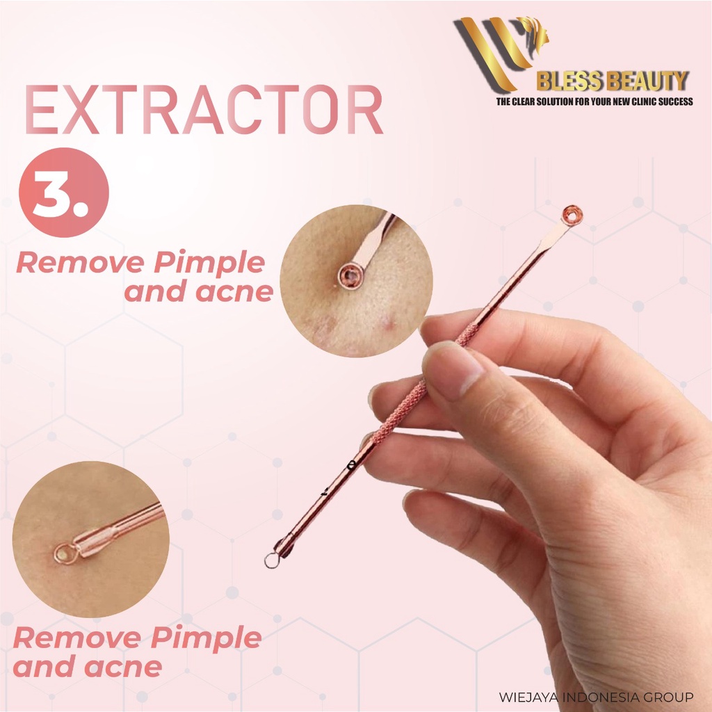 Alat Kecantikan Wajah Ekstraktor Pinset Pencabut Komedo 4set Extractor Klinik