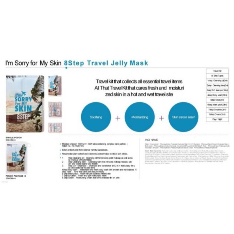 I'm sorry for my skin 8 step travel jelly mask paket perawatan wajah