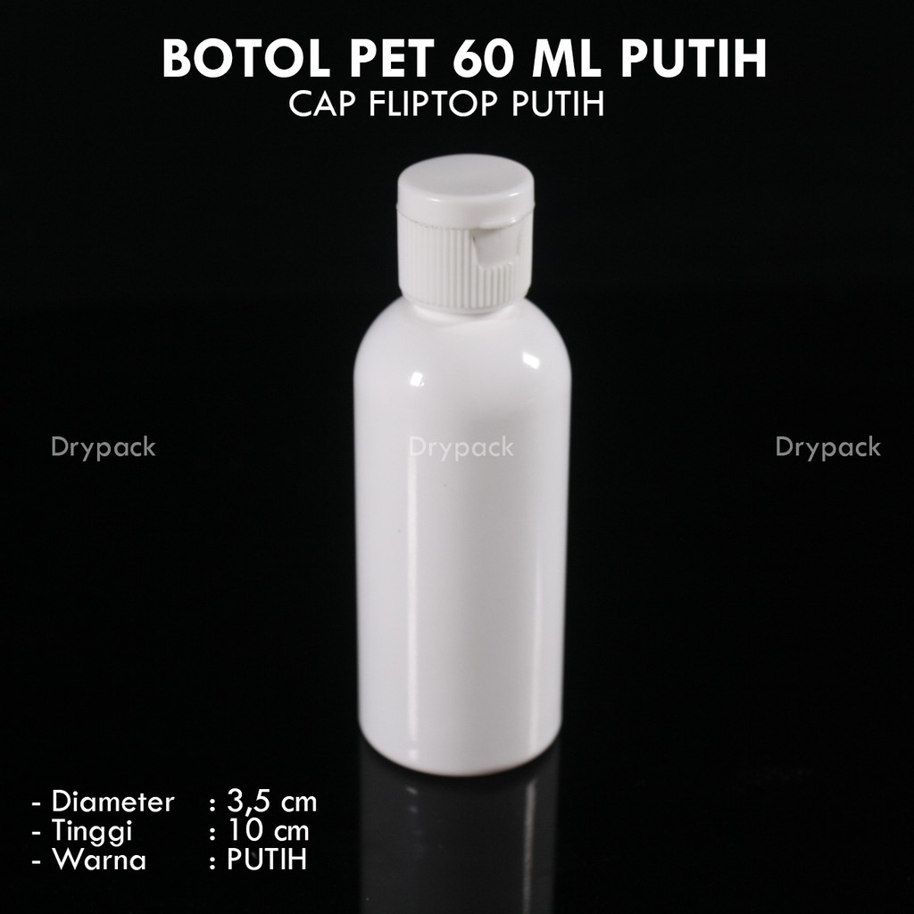 Botol PET 60 ML Putih Fliptop