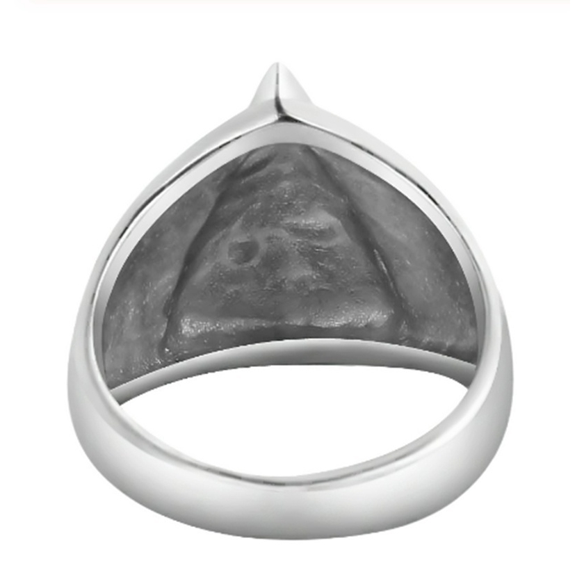 Cincin Desain Mata Horus Pyramid Illuminati Mesir Warna Silver Bahan Stainless Steel Untuk Pria