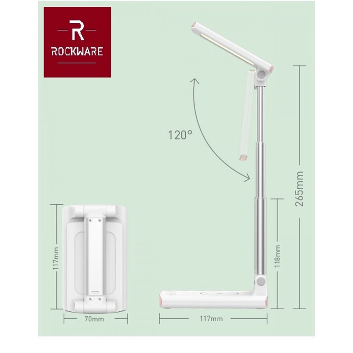 89 ROCKWARE RW-T11 - Lampu Meja Portabel dengan Wireless Charger 15W