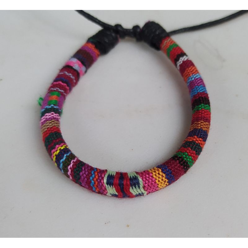 Gelang Tenun Etnik Songket Gelang Rajut Unik Motif Kain Harga Grosir Langsung Pengrajin-Ungu Maroon