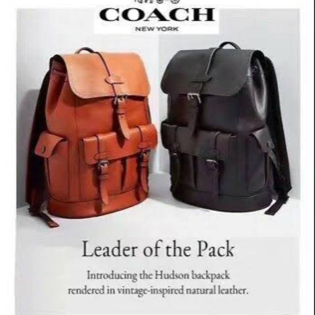 Coach Men’s Men Hudson Leather Backpack saddle tas original authentic asli black coklat chocolate