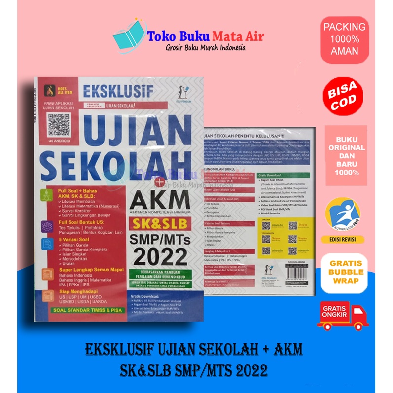 BEST SELLER ORIGINAL EKSKLUSIF UJIAN SEKOLAH + AKM SK&SLB SMP/MTs 2022 - TIM EDU PENGUIN