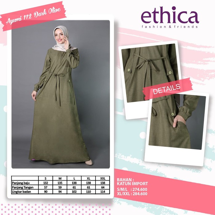Unik Ethica Ayumi 112 - Baju Muslim Gamis Dress Premium Original Terbaru Terlaris