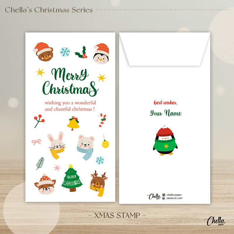 

XMAS STAMP - CUSTOM AMPLOP NATAL / CHRISTMAS (BISA TULIS NAMA) ISI 6 PCS