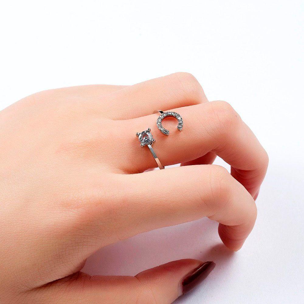 SUYO Cincin Alfabet Cinta Unik Untuk Wanita Aksesoris Perhiasan Charm Jewelry Gift 26huruf