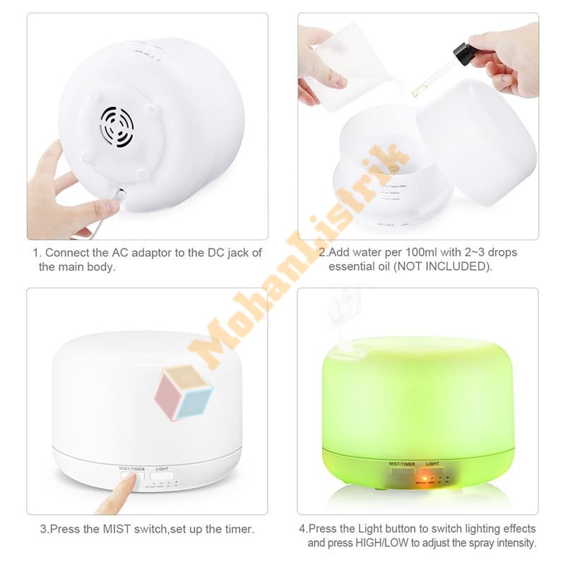 Ultrasonic Aroma Diffuser Humidifier Air Purifier 7 Color LED + Remot