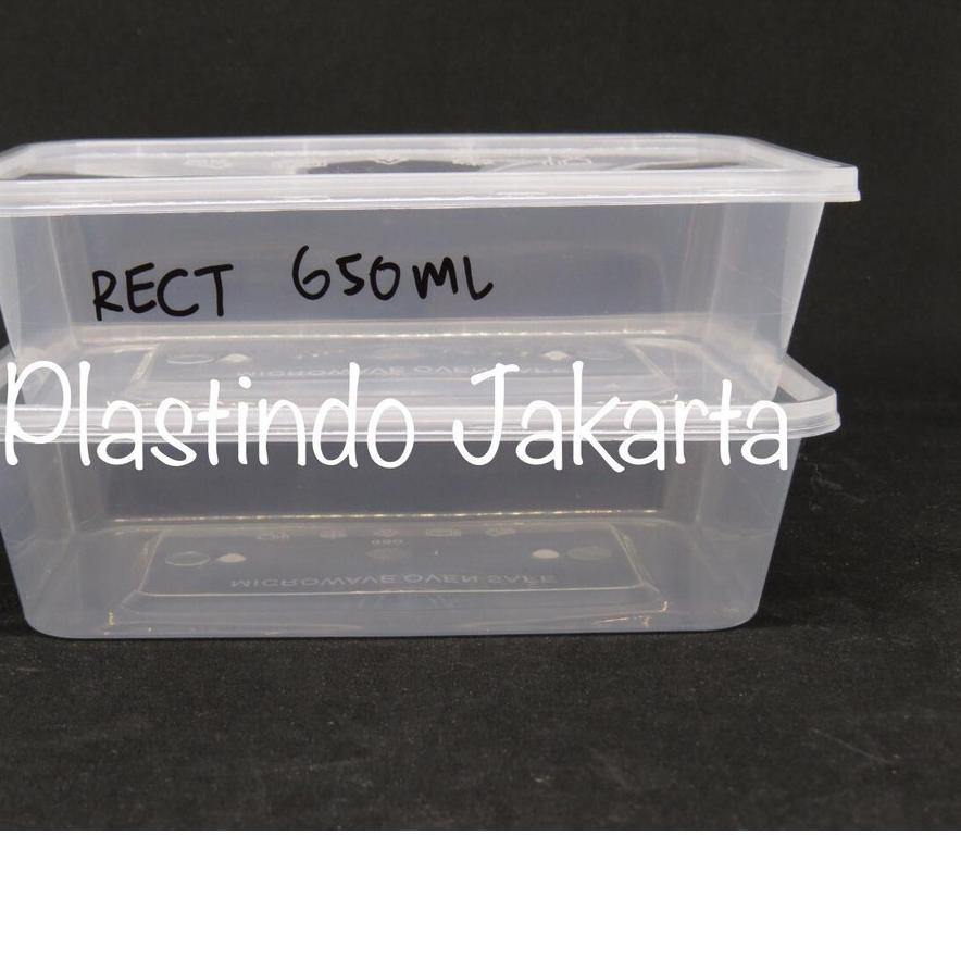 ♚Trend (per pack) thinwall RECT kotak makan 650 ml + tutup food container nasi box plastik salad kue