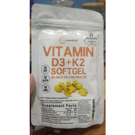 Vitamin D3 5000 iu + K2 100 mg microingredients USA