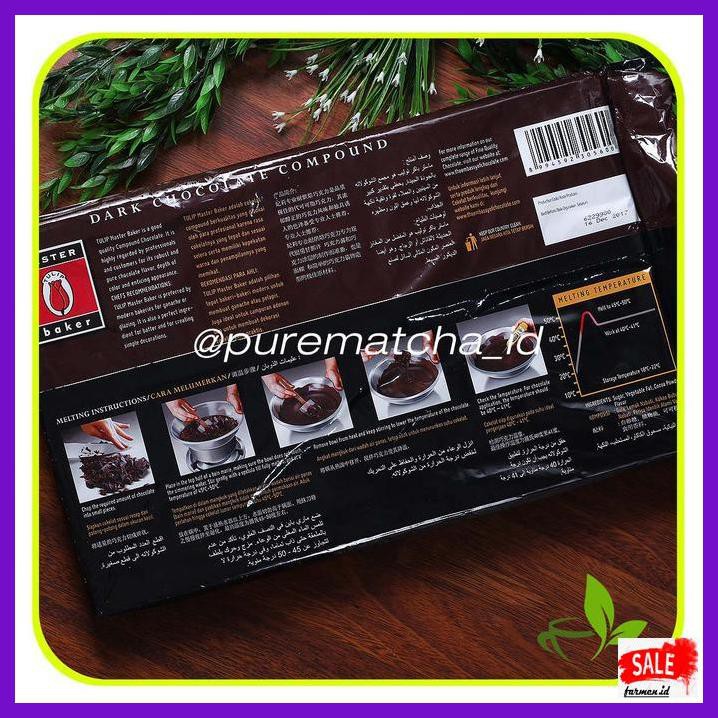 

SAKMACOKLAT- MASTERBAKER TULIP DARK CHOCOLATE COMPOUND COKELAT BATANG REPACK 500GR -MAKANAN-MINUMAN.