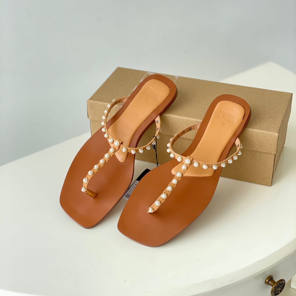 SANDAL WANITA ZS-3421 FLAT BROWN