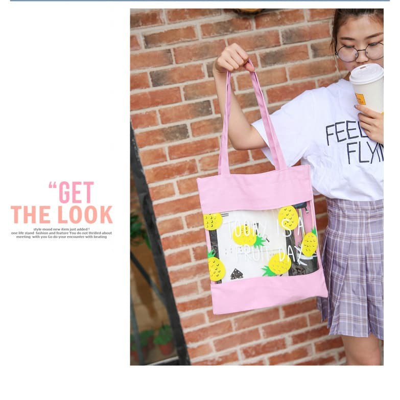 TA-06 tas bahu shoulder bag pineapple nanas korea import transparan