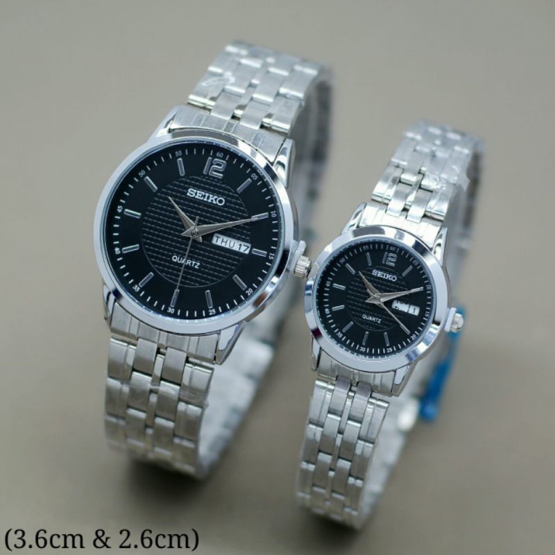 jam tangan seiko sepasang cewek cowok bahan setenlis