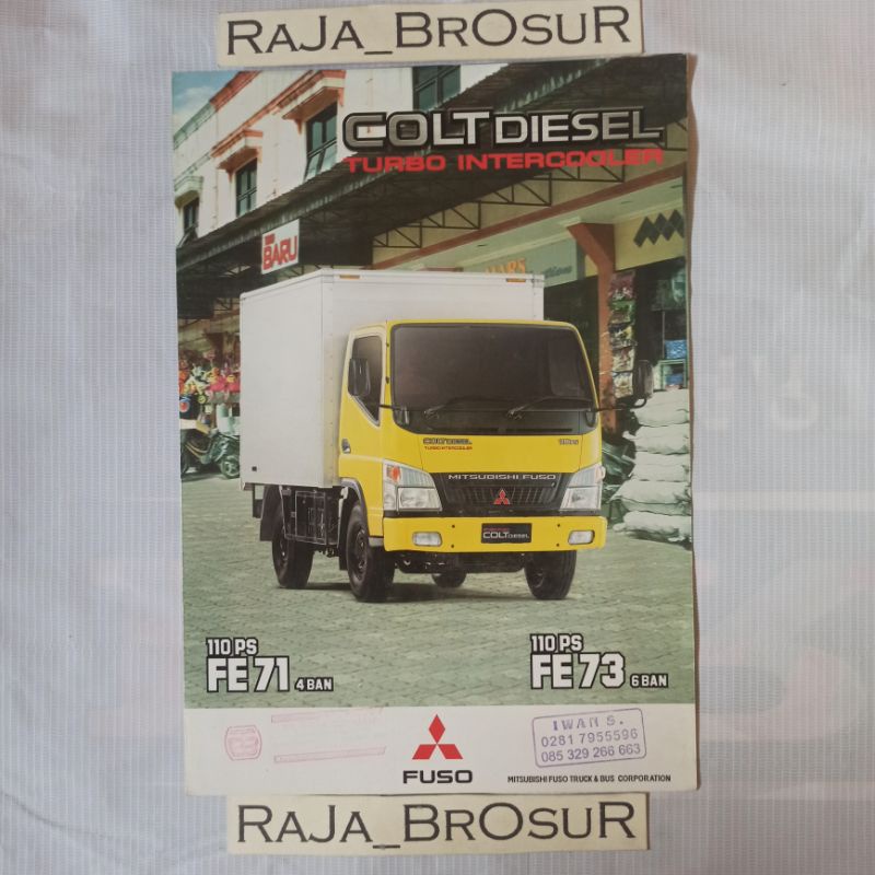 Poster brosur leaflet Mitsubishi Colt Diesel box aluminium 110PS/FE71L 4Ban