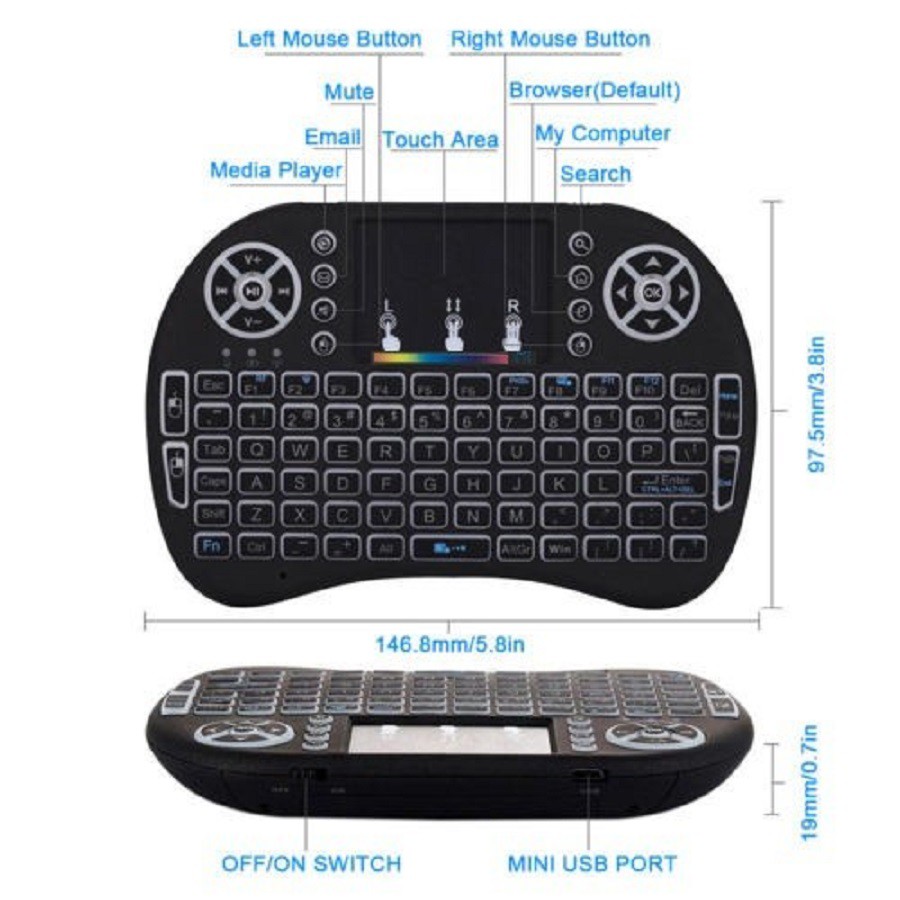 Keyboard Mini Mouse Wireless i8 Touchpad Android Smart TV Box