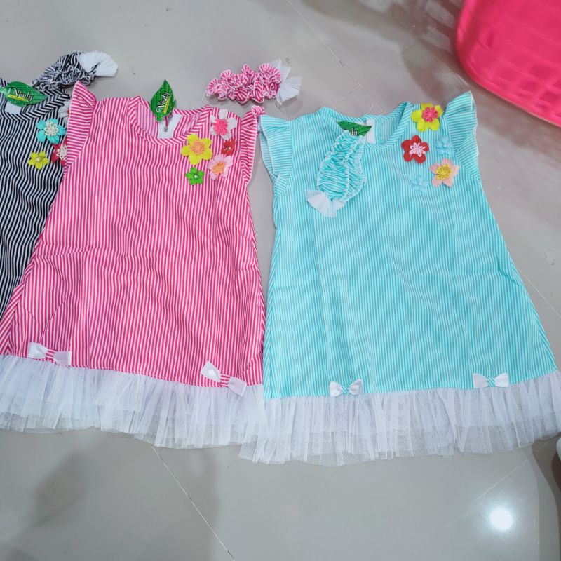 Dress Anak 1 2 tahun gaun anak lucu baju anak cewek perempuan rok tutu ( Dress diamond flowers )