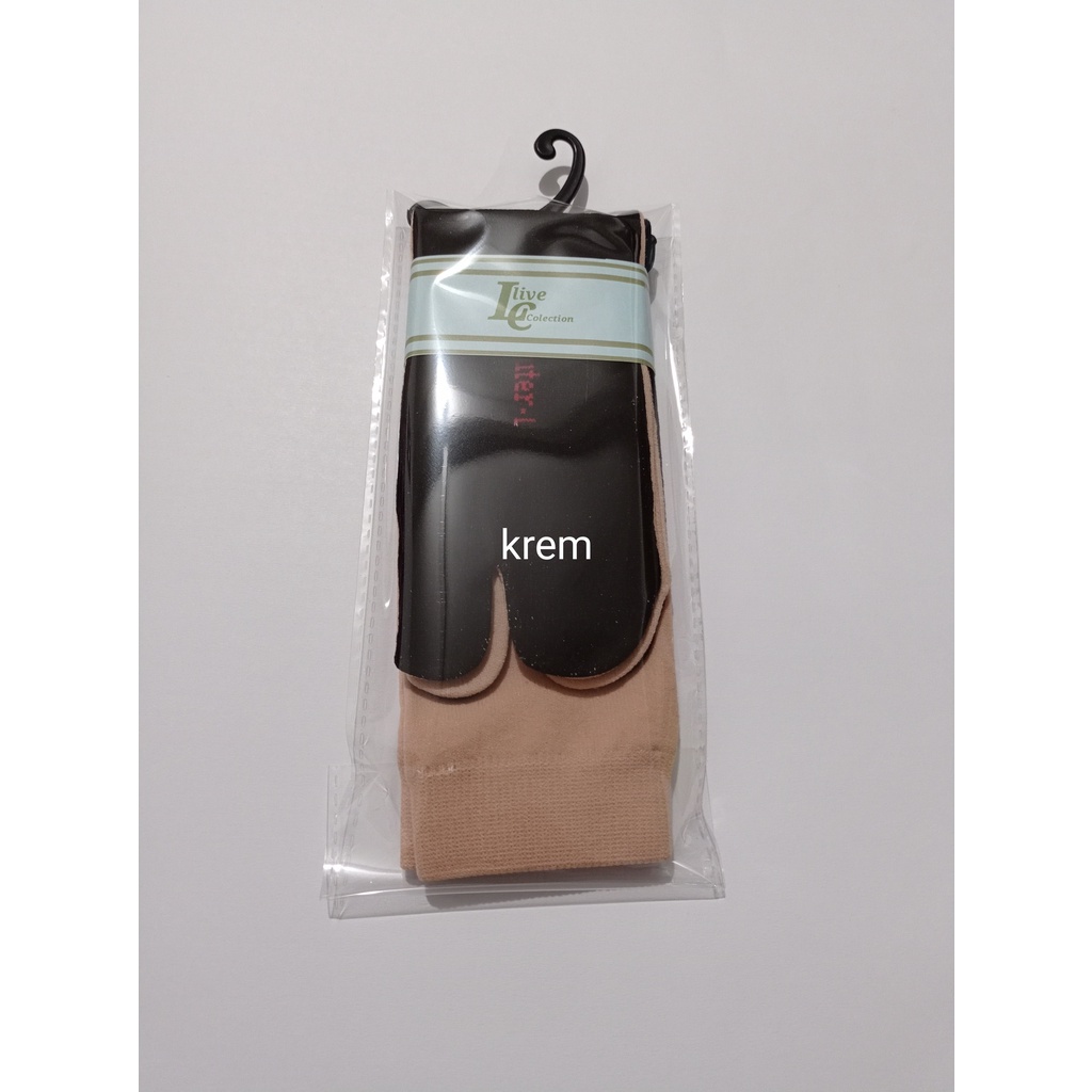 kaos kaki warna jempol telapak hitam/kaos kaki muslimah-krem pack