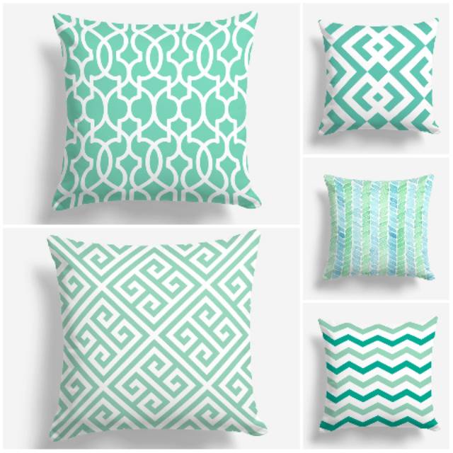 BANTAL SOFA PRINT MOTIF ABSTRAK HIJAU MINT TOSCA 40X40 CM