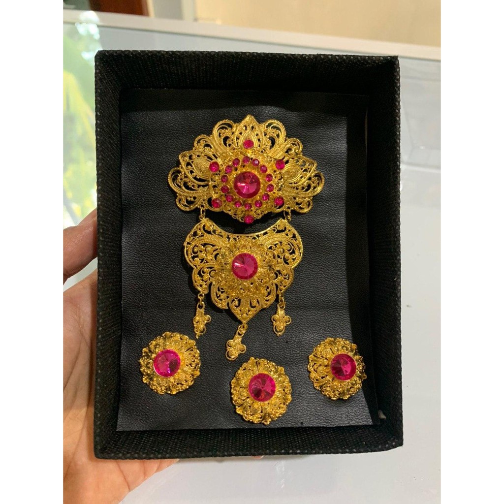 Bros alpaka bali motif kipas sirkon korea-pink