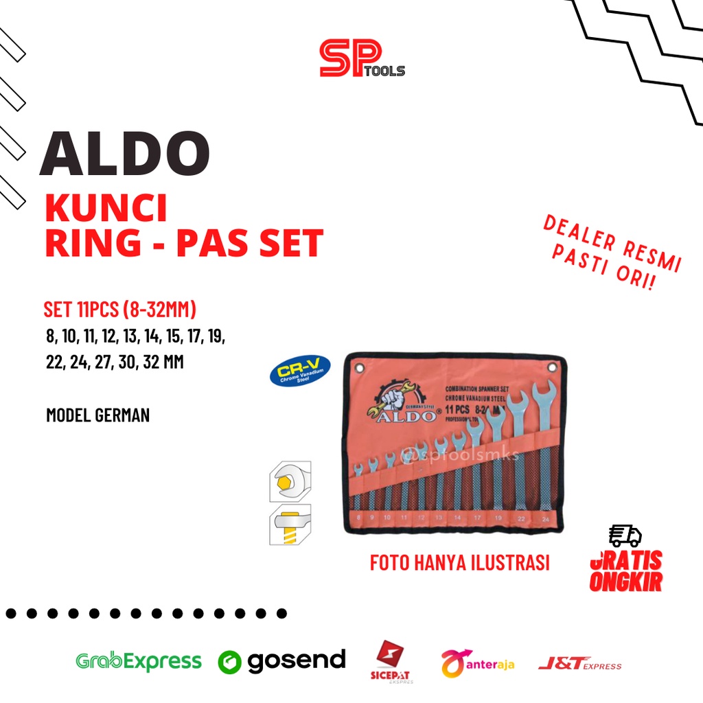 KUNCI RING PAS PASS SET ALDO 14PCS 8-32MM / 14 PCS 8-32 MM CRV MODEL GERMANY