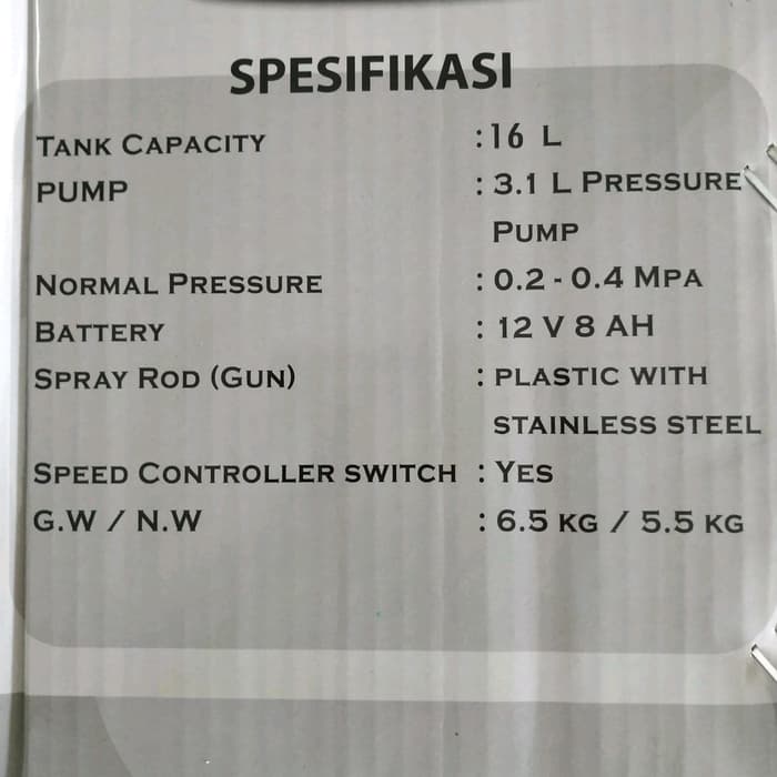 KUALITAS TERBAIK - ALAT SEMPROT OBAT HAMA ELEKTRIK CAS CHARGER BATTERY SPRAYER MKE