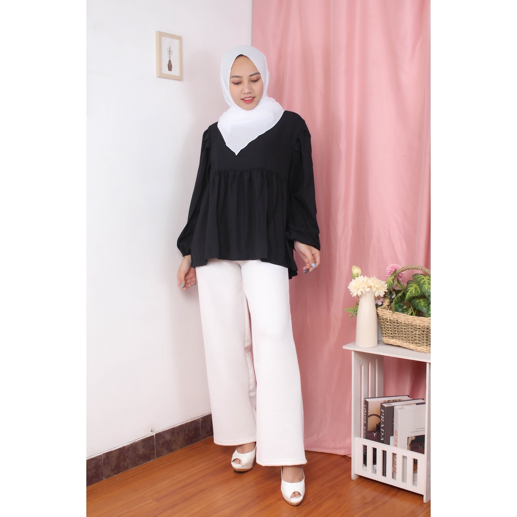 Tq88indonesia Fashion Baju Atasan Wanita Terbaru / CLOUDY BLOUSE Lengan Panjang / Busana Casual Cewek / Ootd / Outfit / Outfit