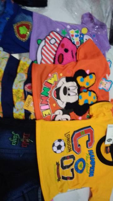 Setelan jeans kaos cewek 1-2th