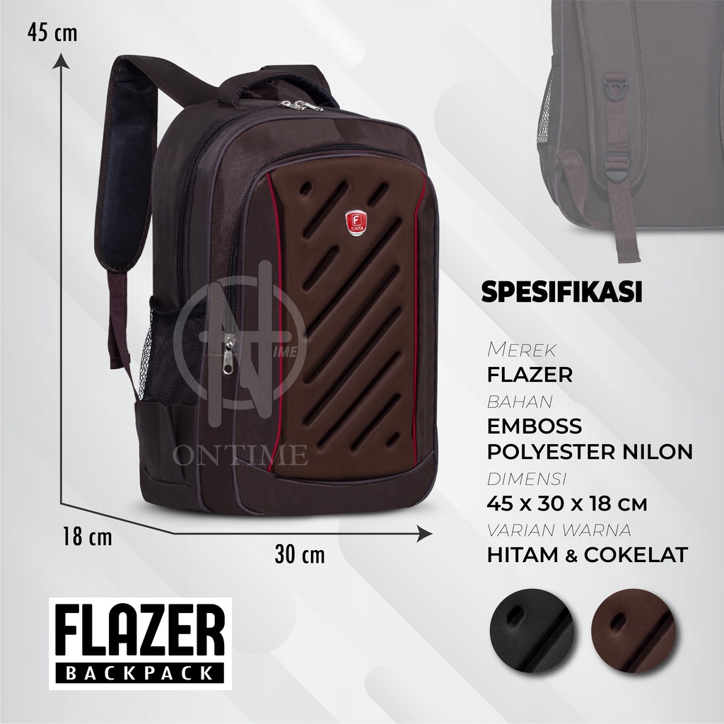 Tas Ransel Sekolah Dewasa Tas Laptop 14inch Tas Ransel Emboss Flazer Berkualitas - Goldiesbags