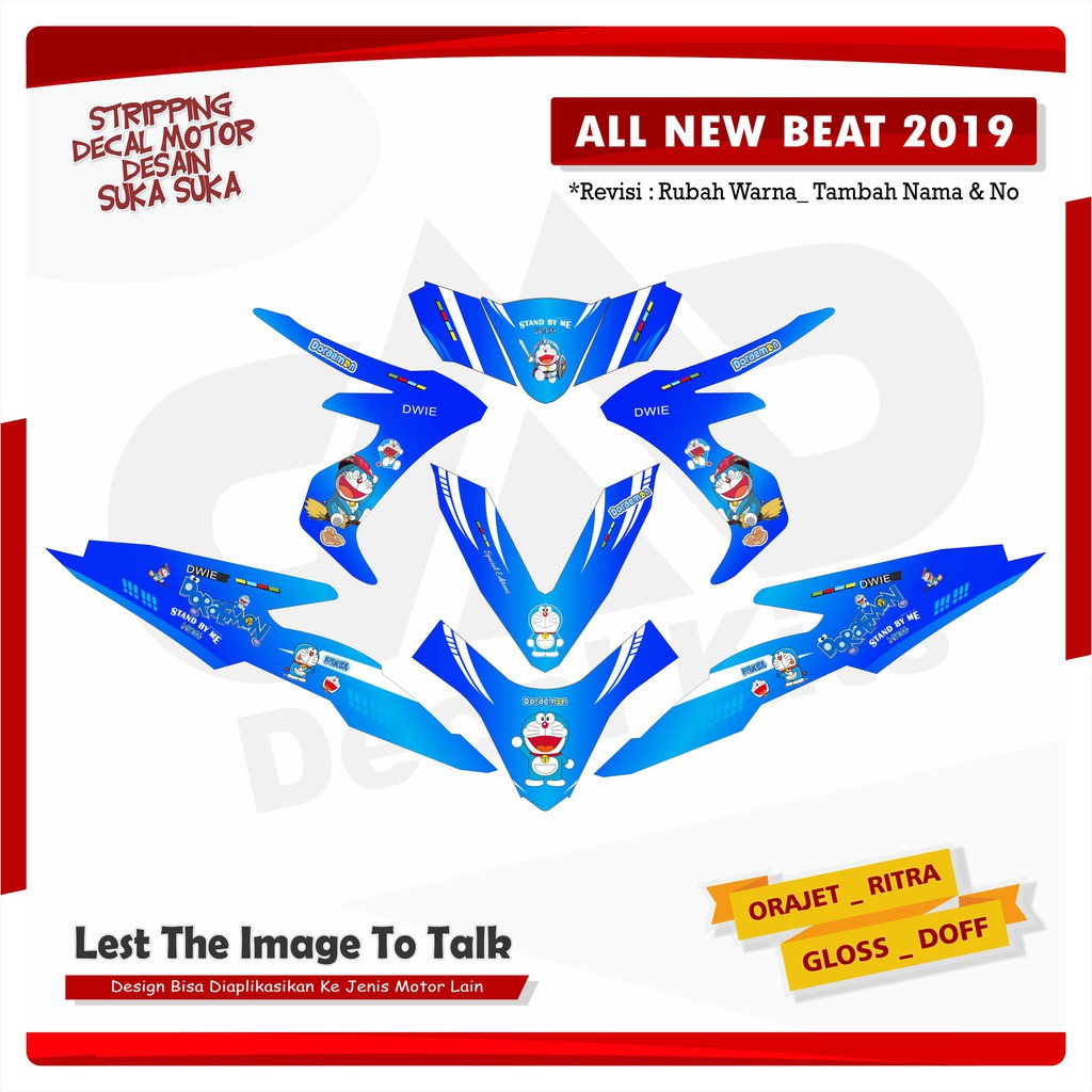 Stiker Beat Esp Decal Beat Street Striping Stiker All New Beat doraemon biru Full Body
