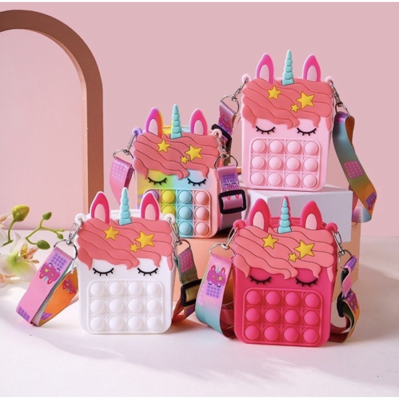 Tas Pop it Unicorn - Tas Anak Lucu Unicorn + Tali