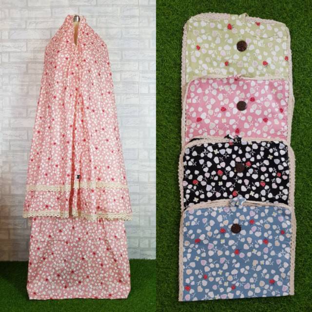 Mukena Katun Jepang Ori Renda Susun free tas cantik kancing