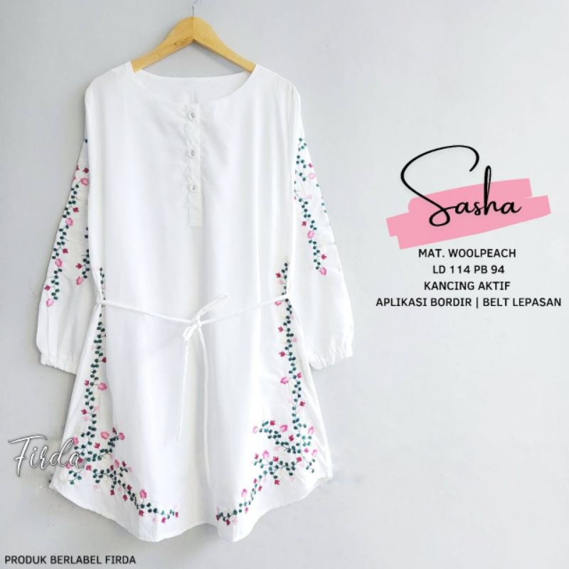ATASAN WANITA KEMEJA PUTIH HITAM WANITA LENGAN PANJANG BORDIR BUNGA BUSUI LD 110 112 114 KANCING AKT