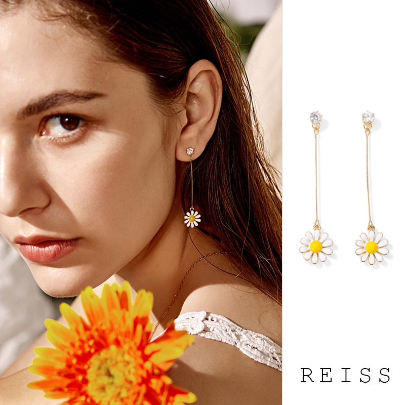 Anting Bunga Daisy Anting Panjang Wanita Ear Nail Earring