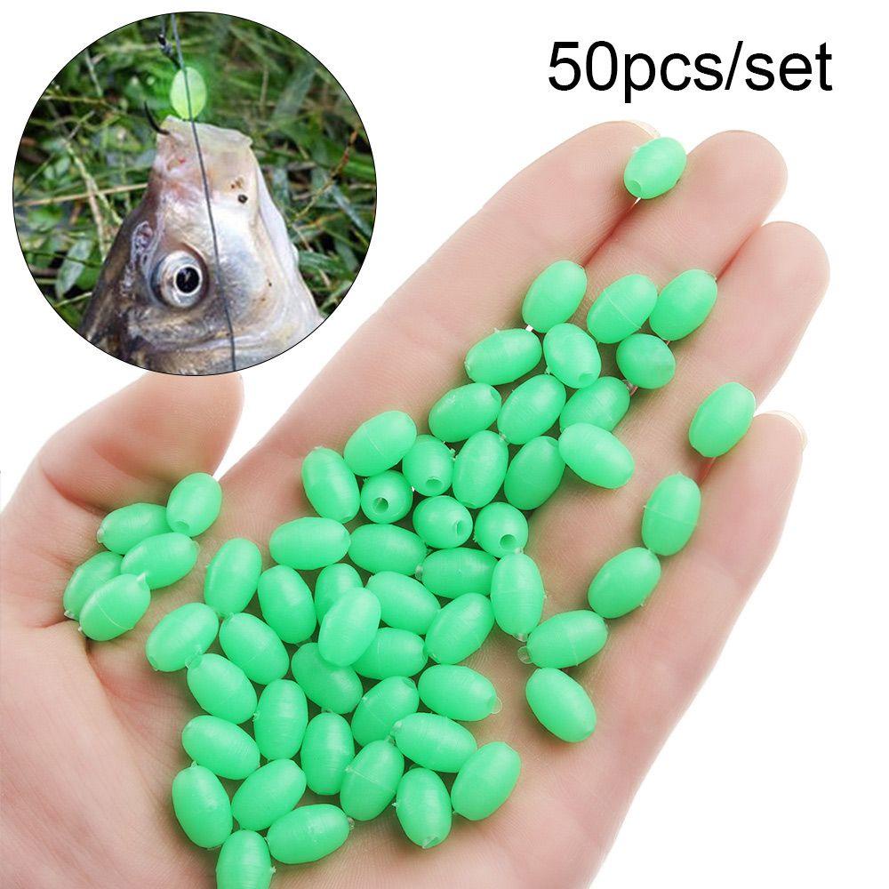 TOP 50pcs Manik-Manik Pancing Oval Ringan Luminous Lure Tackle