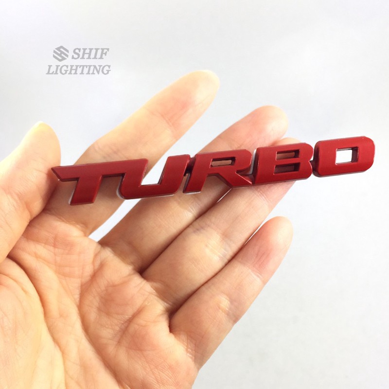 1Pc Stiker Emblem / Badge Motif Logo Turbo Bahan Metal untuk Mobil