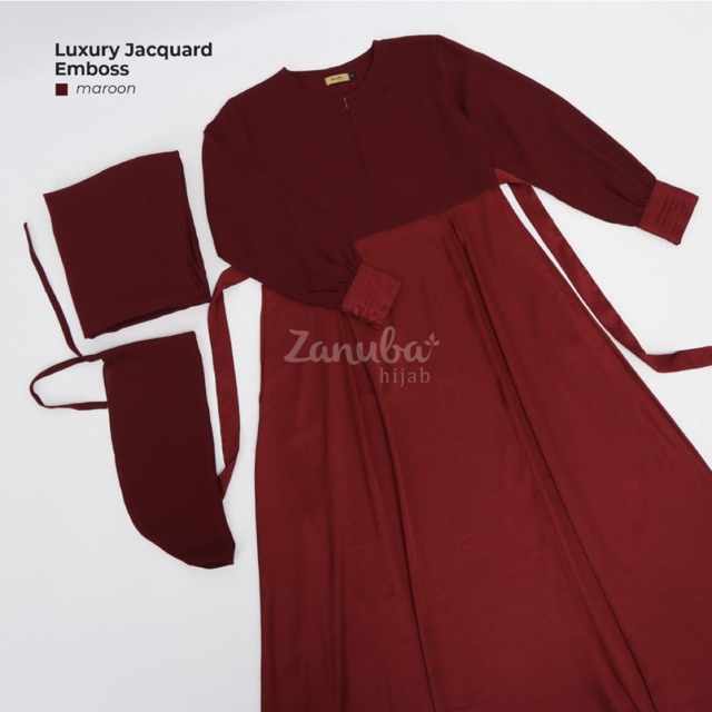 GAMIS LUXURY JACQUARD EMBOSS SET ZANUBA GAMIS SET SYAR’I