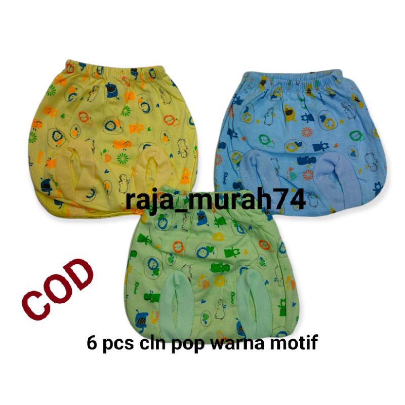 celana pop warna motif isi 6 pcs