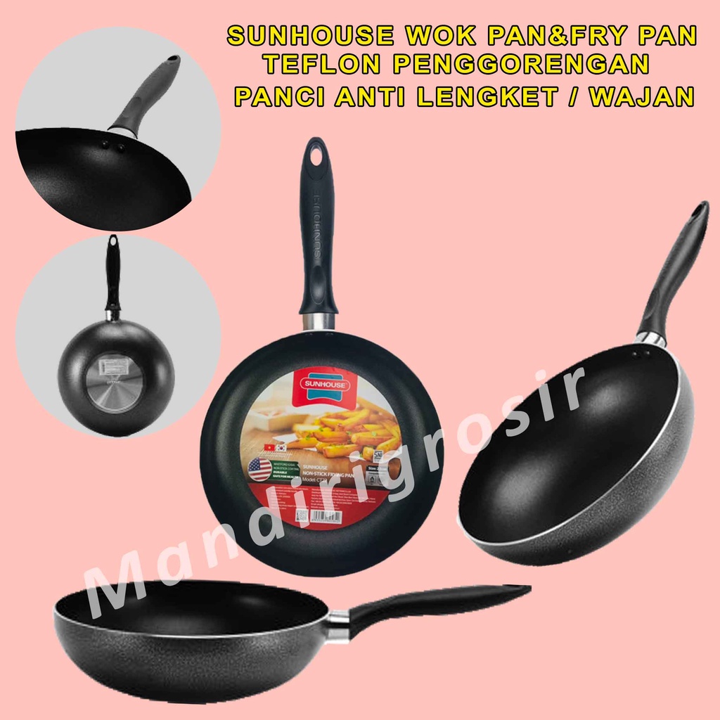 Wajan Sunhouse * Sunhouse Wok Pan &amp; Fry Pan * Teflon Penggorengan * Panci Anti Lengket