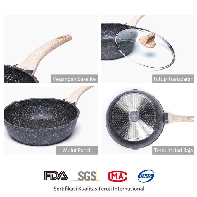 Carote Essential Woody Wajan Penggorengan Besar Anti Lengket Granit