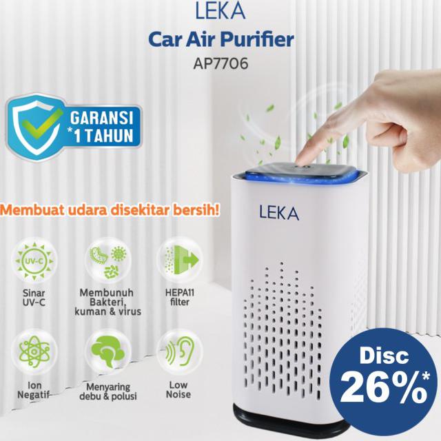 LEKA AP7706 Car Air Purifier - Mini Portable HEPA Filter UV-C Ion UV