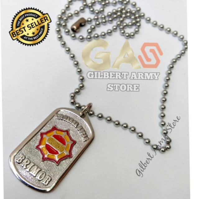 GILBERT ARMY STORE-Kalung brimob anti karat-Kalung Dog tag Army -grosir kalung militer