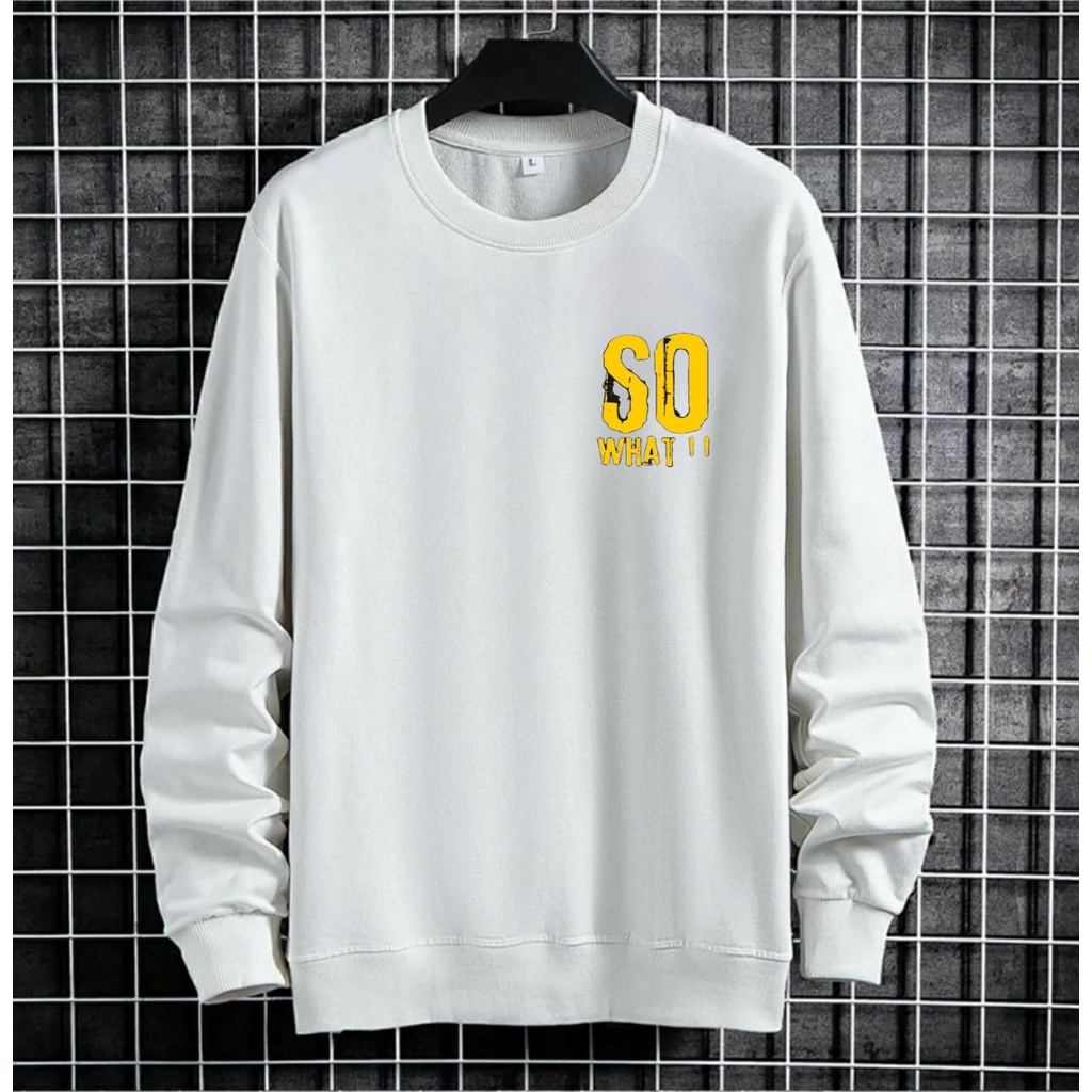 9SEVEN BISA COD-Baju sweater so what | baju kaos lengan panjang keren | baju sweater trendy kekinian